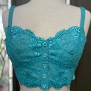 Fashion Forms Turquoise Lace Cami Size Medium